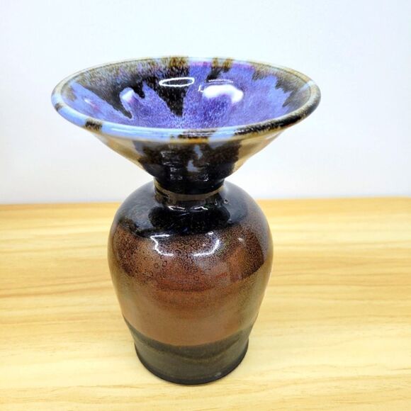 Vintage Drip Glazed Studio Pottery Vessel Vase - Picture 4 of 15